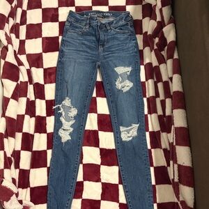 American Eagle Outfitters Women's Ripped Blue Skinny Jeans